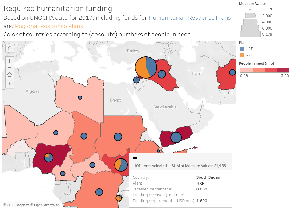Screenshot eines Dashboards mit Fokus auf Nordafrika und die arabische Halbinsel